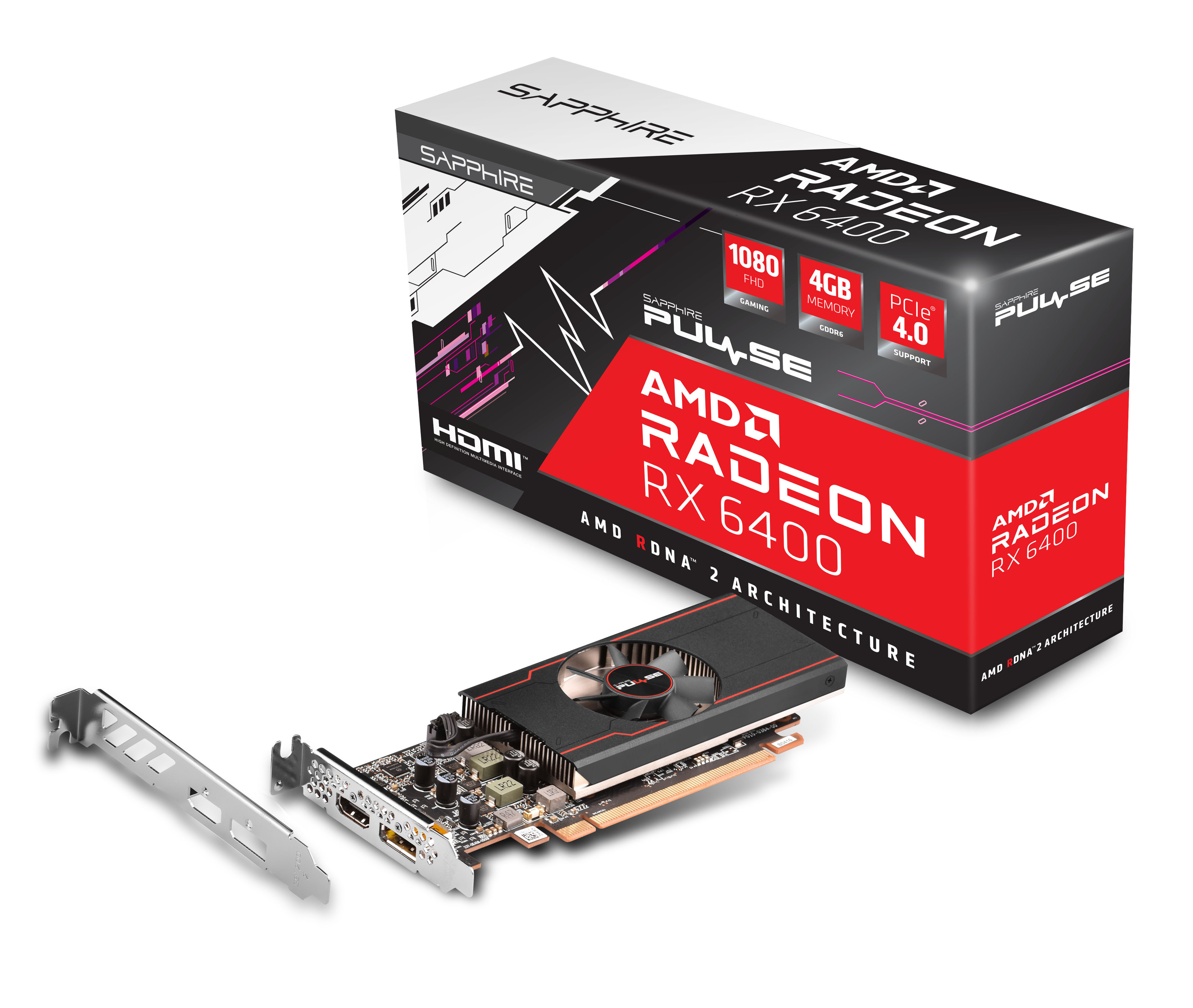 Bild von Sapphire Pulse Radeon RX 6400 Grafikkarte - 4GB GDDR6, HDMI, DP
